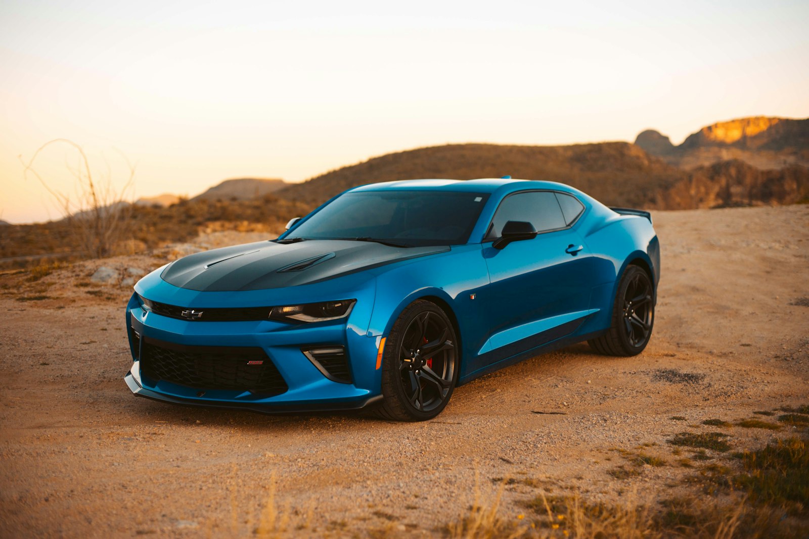 Blue car parked outdoors