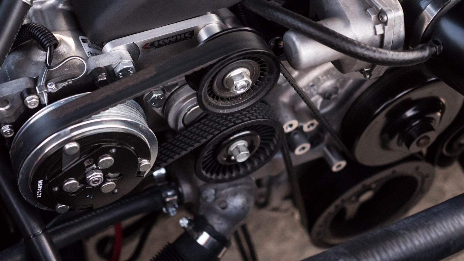 Close view of a clean engine bay